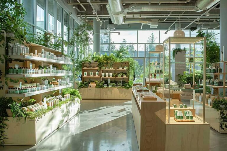 entreprises écologiques : illustration représentant des entreprises engagées dans des pratiques durables et respectueuses de l'environnement