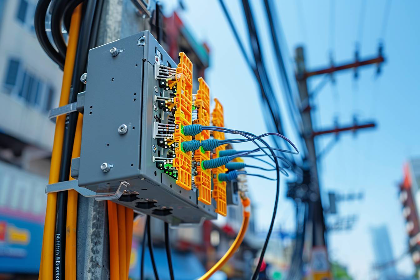 boîtier fibre optique : boîtier de fibre optique installé dans un intérieur moderne