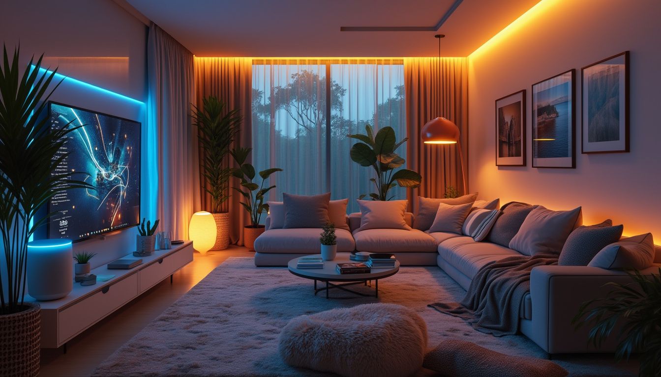 maison intelligente : vue d'une maison moderne équipée de technologies connectées et domotiques