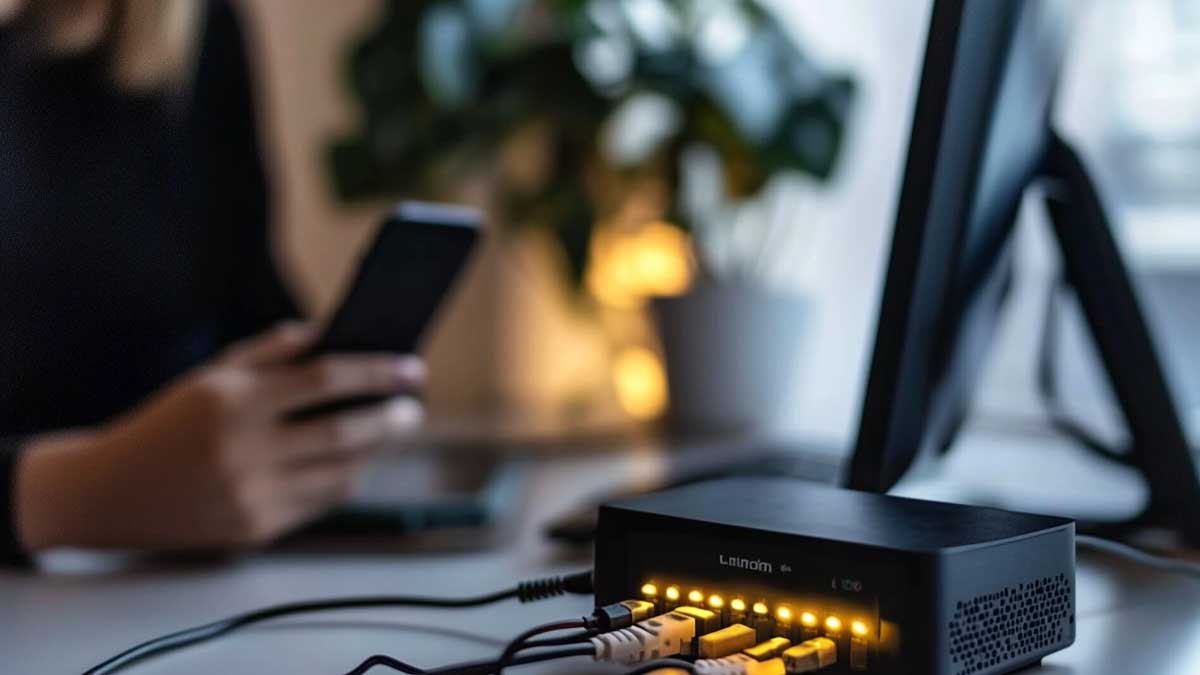 économie d'énergie : image d'une box internet éteinte dans une chambre sombre