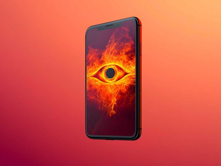 téléphone espionné : illustration d'un smartphone avec des icônes de sécurité et alertes