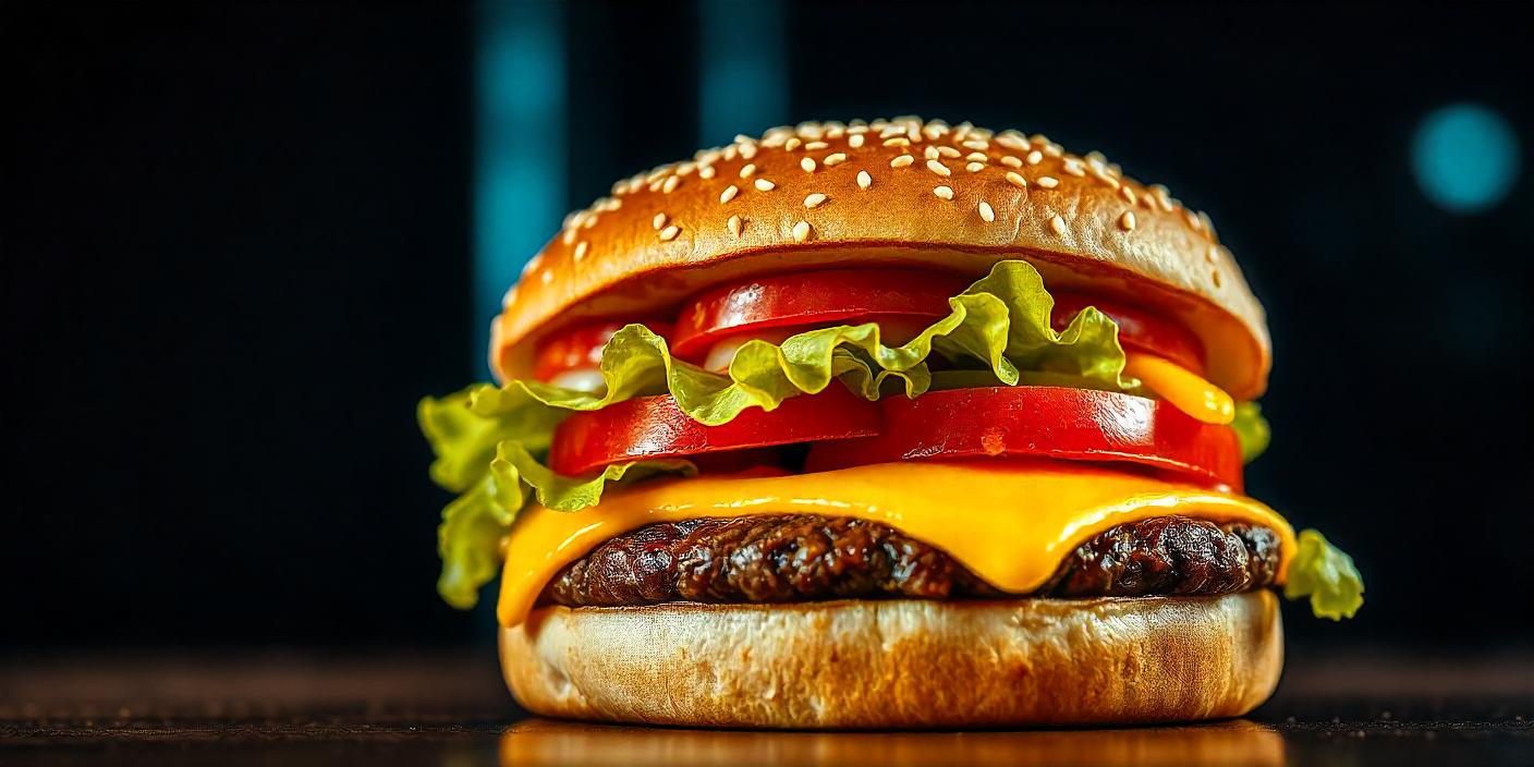 Big Tasty McDonald : vue rapprochée d'un burger Big Tasty avec steak, fromages fondus, légumes et sauce