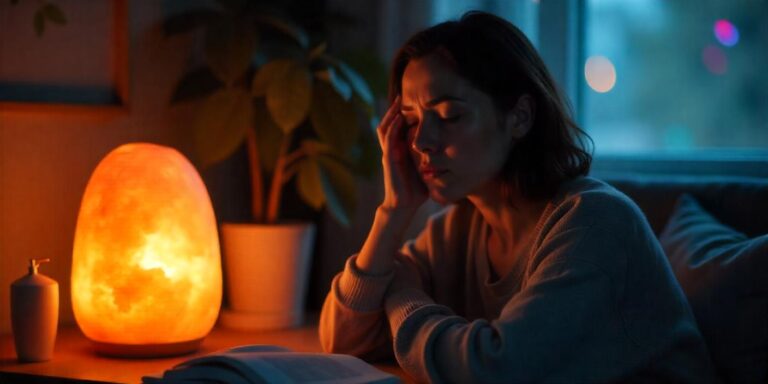 CBD migraines : flacon d'huile de CBD avec fond relaxant et naturel