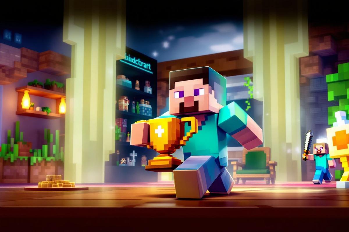 Minecraft le film : affiche du film Minecraft avec le logo et des personnages pixellisés