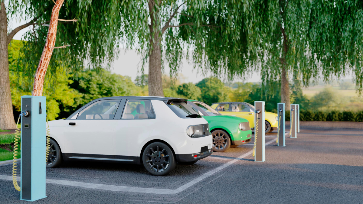 voiture électrique : affichage d'une voiture électrique en milieu urbain avec une indication de zone à faibles émissions