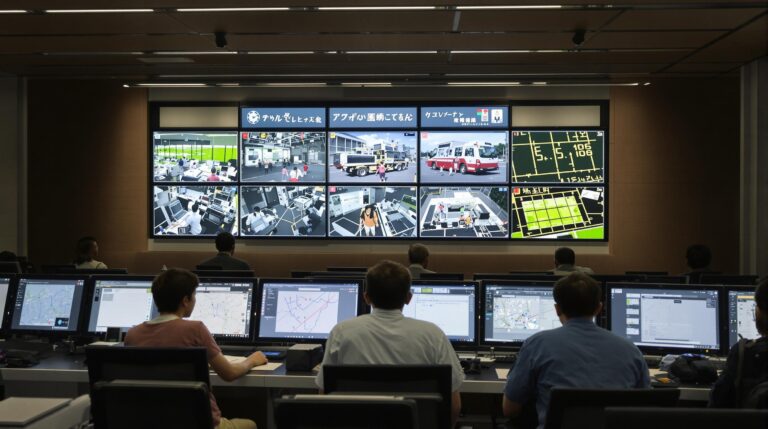 cyber-riposte préventive : illustration symbolique de la cybersécurité au Japon avec des éléments digitaux et une carte du Japon