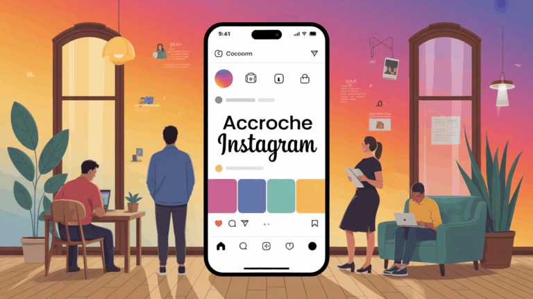 illustration accroche Instagram silhouettes feed mobile moderne