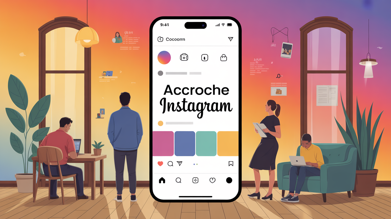 illustration accroche Instagram silhouettes feed mobile moderne