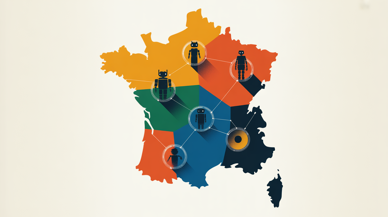 Carte des clusters robotique française sans repères géographiques