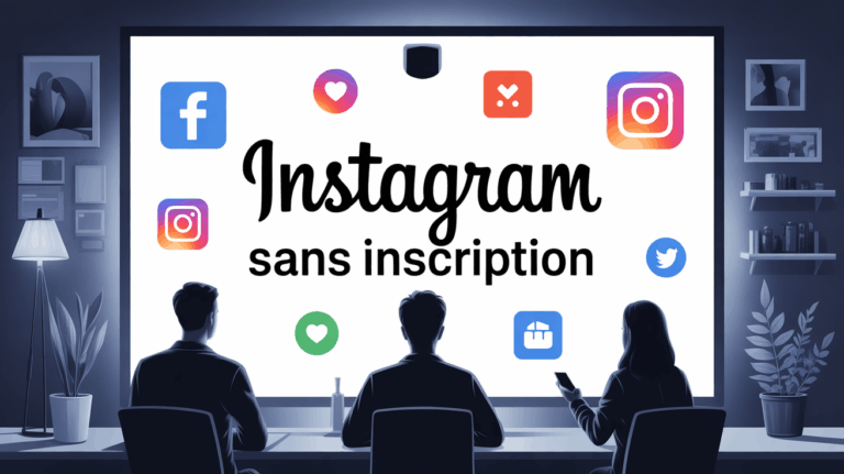 Ecran stylise Instagram sans inscription silhouettes anonymes
