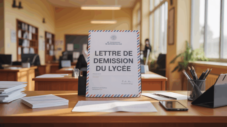 bureau administration scolaire avec lettre de demission du lycee