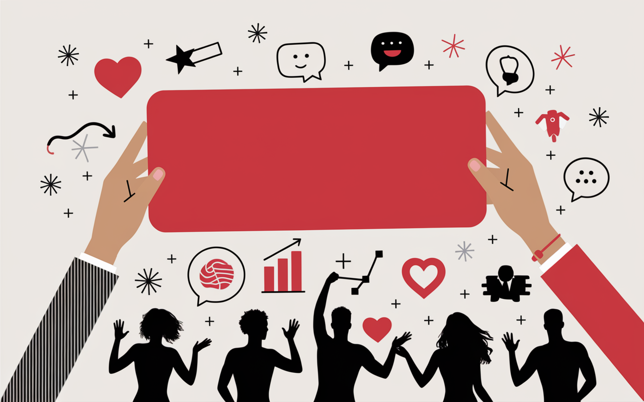 Illustration mains panneau rouge engagement