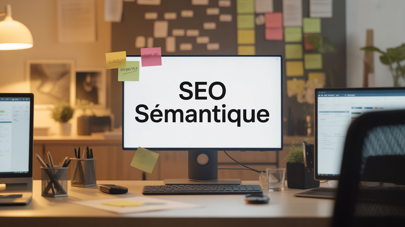 Bureau moderne optimisation SEO sémantique analyse mots-clés