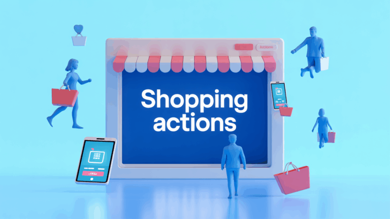 Visuel stylisé Shopping Actions Google pour e commerce