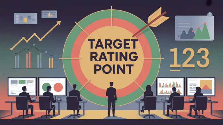 Cible large colorée, graphiques médias et chiffres, Target Rating Point