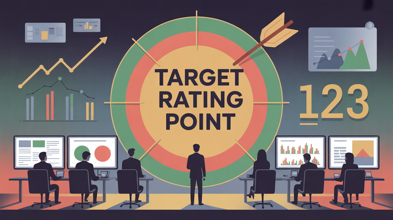 Cible large colorée, graphiques médias et chiffres, Target Rating Point