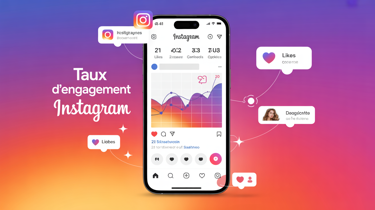 taux d engagement instagram graphique sur smartphone
