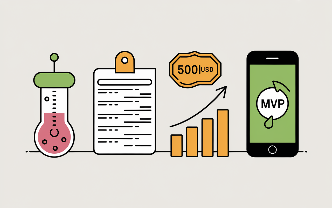 chronologie étapes lancement mvp startup application