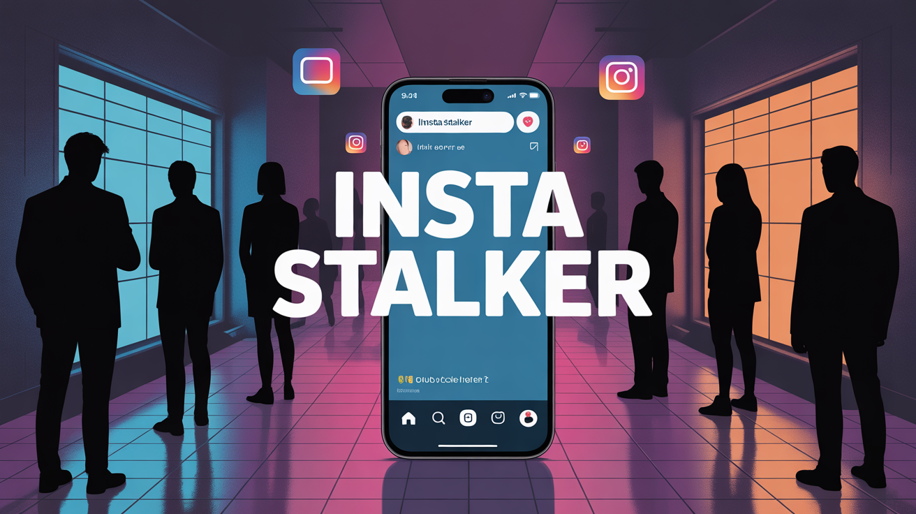 Illustration INSTA STALKER smartphone et anonymes sur Instagram