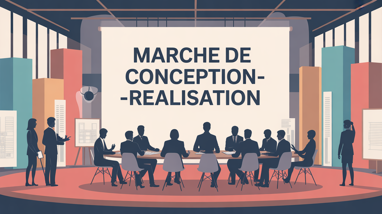 Illustration salle de reunion marche de conception-realisation