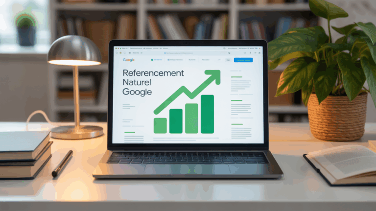 Ordinateur affichant referencement naturel Google