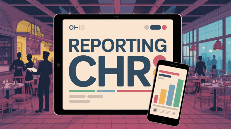 Reporting CHR affiché sur tablette et smartphone dans restaurant