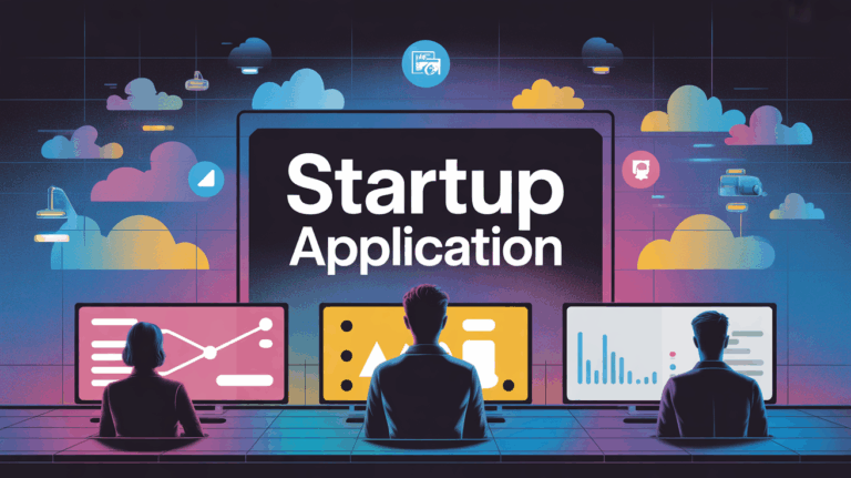 startup application silhouettes et icônes digitales innovation