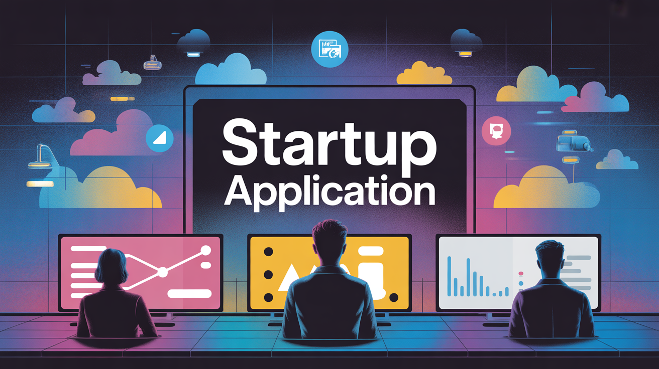 startup application silhouettes et icônes digitales innovation