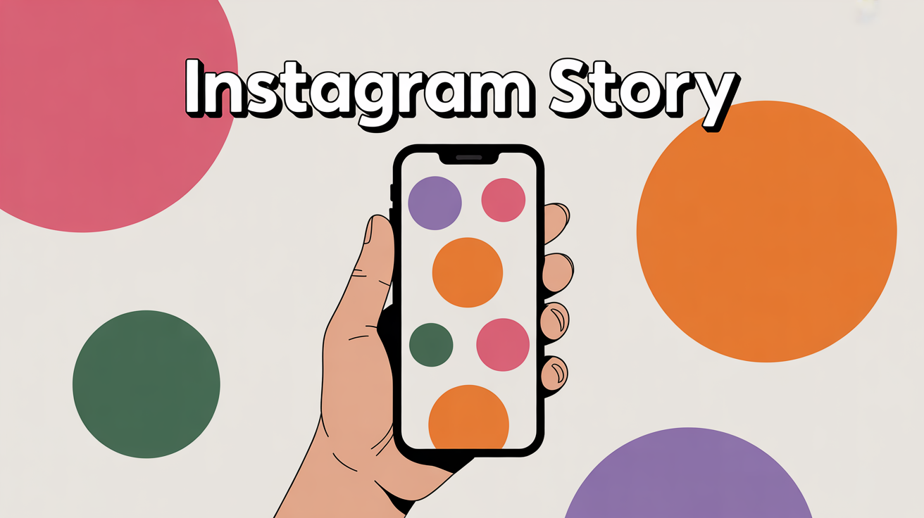 Smartphone affichant Instagram Story cercles couleurs