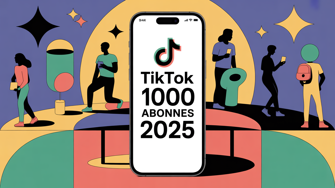 Couverture TikTok 1000 abonnés 2025 smartphone moderne