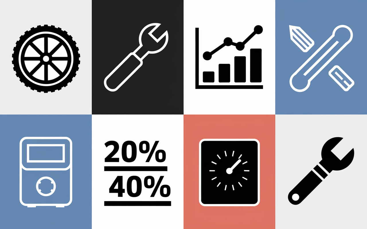 Tableau pictogrammes maintenance industrielle chiffres