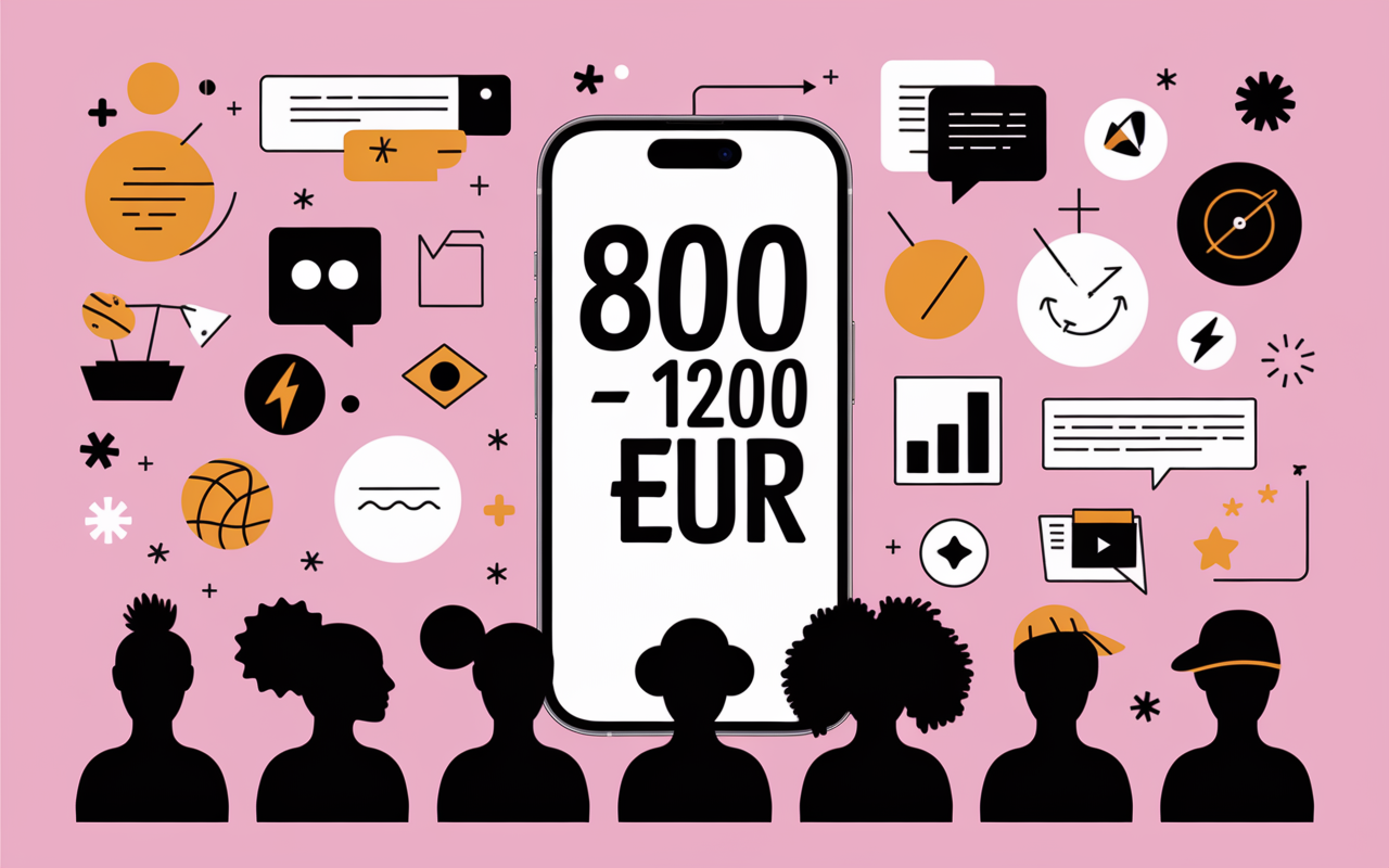 Graphique smartphone TikTok 800 1200 euros createurs engagement