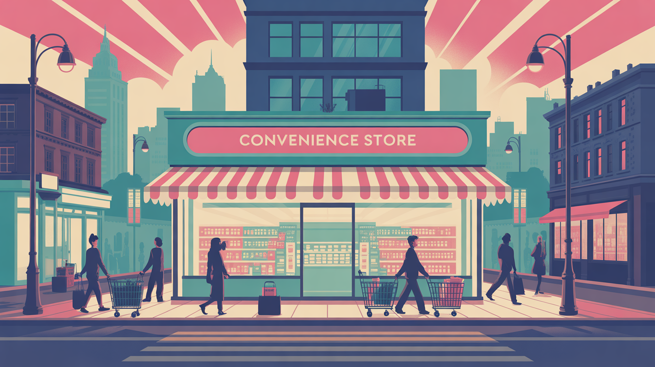 convenience store moderne rayons clients ville supérette