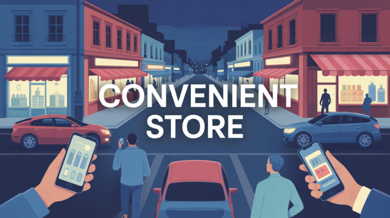 convenient store en ville la nuit avec magasins ouverts