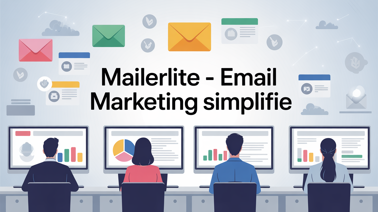 Tableau de bord MailerLite stylisé, email marketing efficace