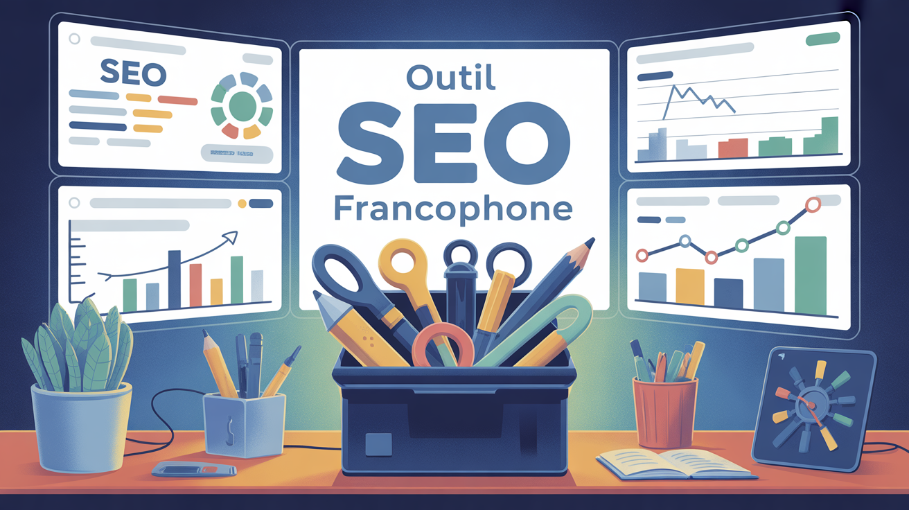 Illustration outil SEO francophone graphique