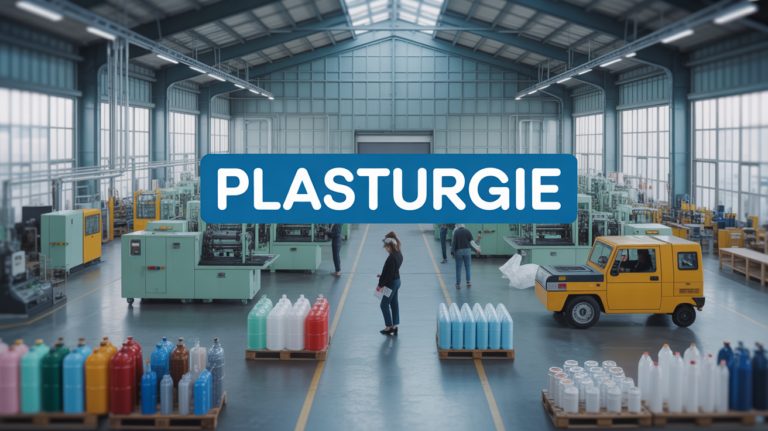 Usine moderne plasturgie emballages industriels scene panoramique