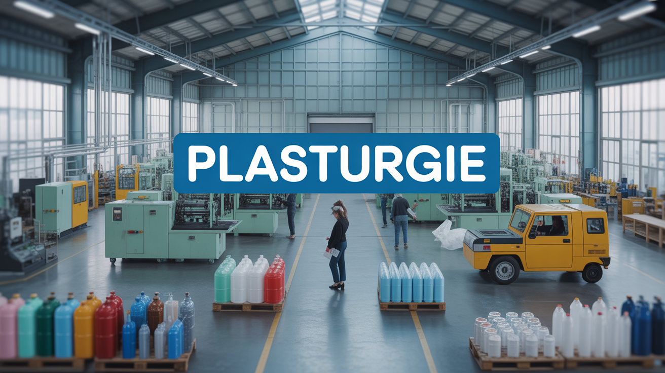 Usine moderne plasturgie emballages industriels scene panoramique