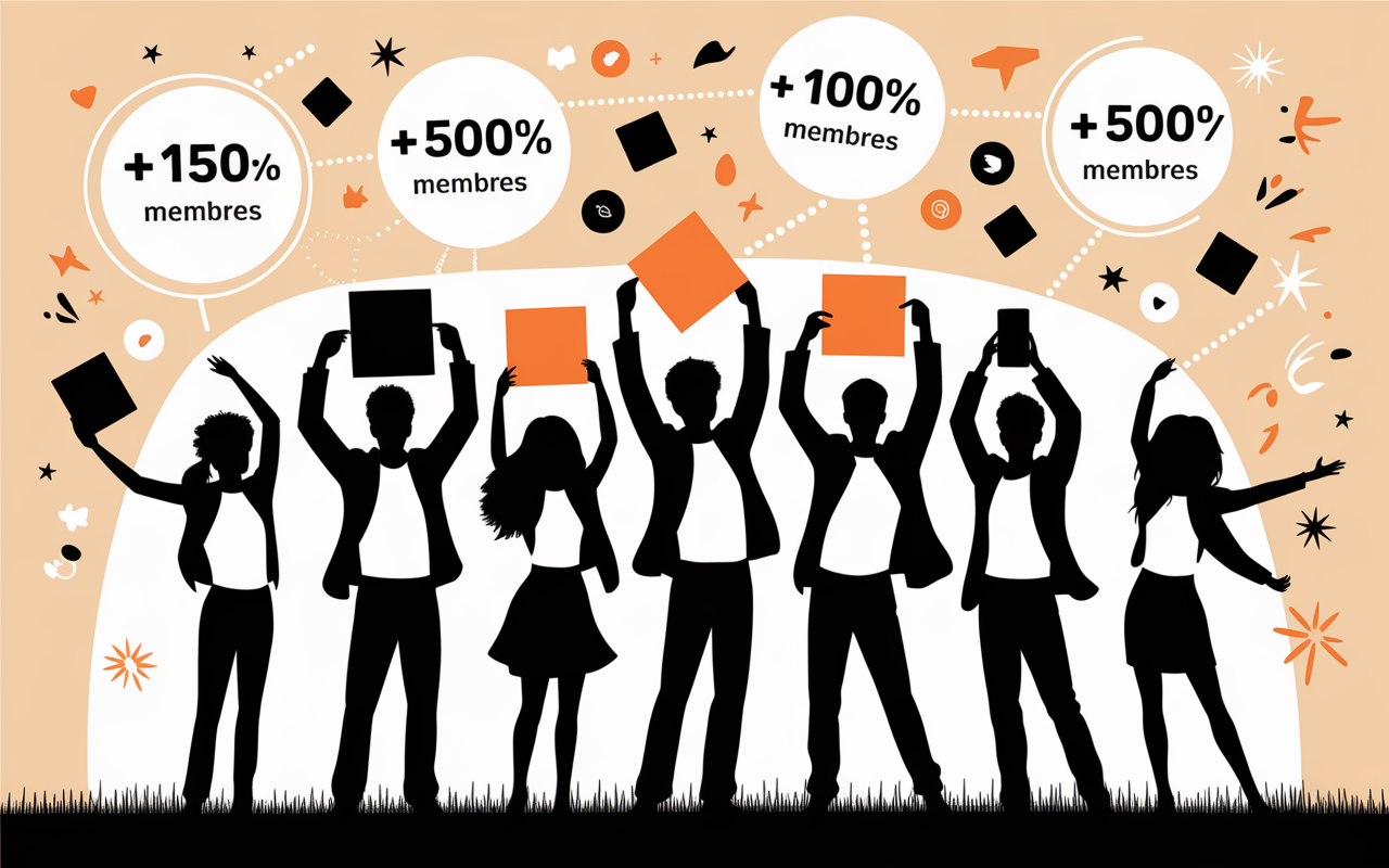 Jeunes entrepreneurs pop startup, chiffres, ambiance festive