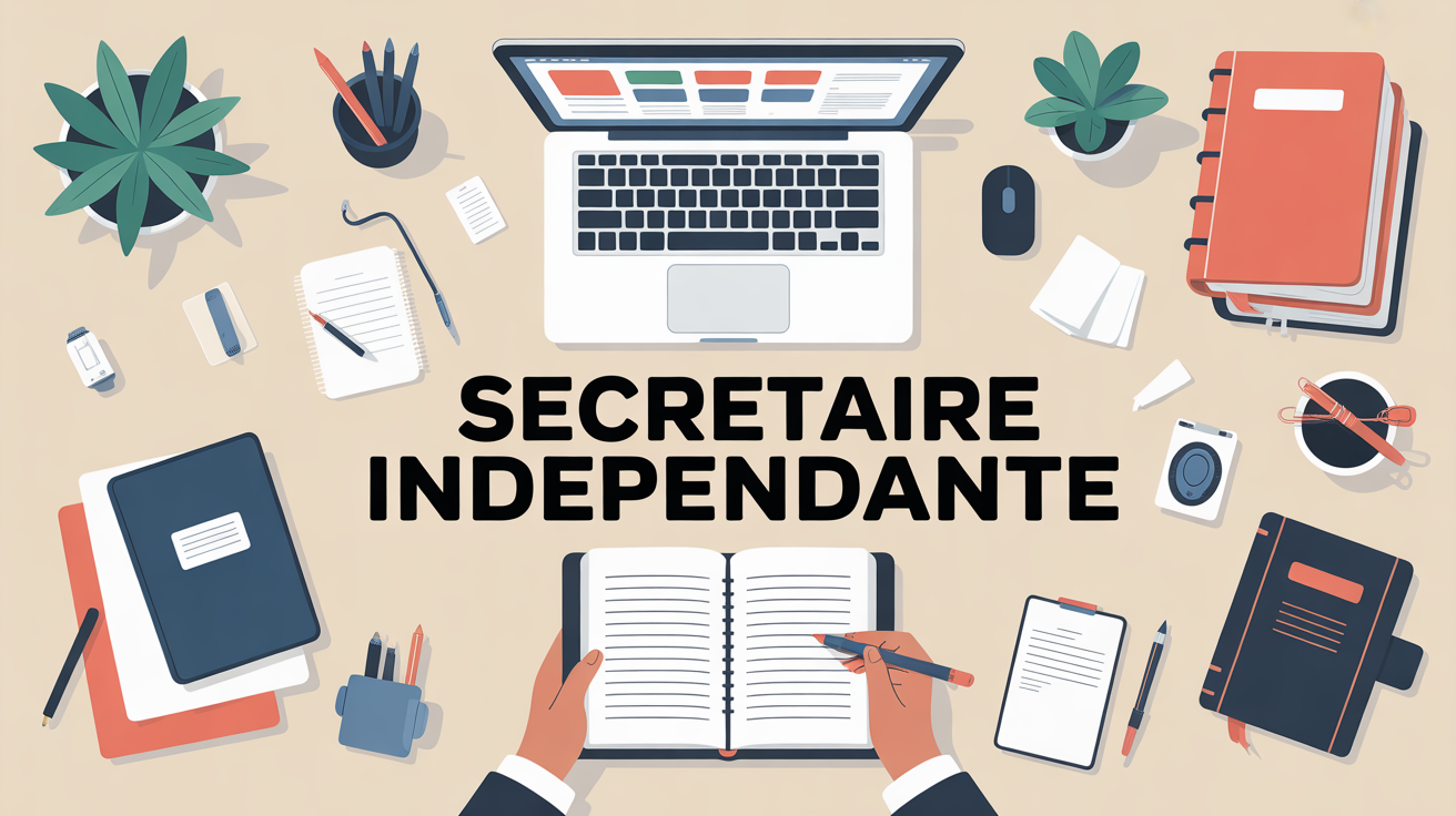 illustration bureau digital slogan secretaire independante