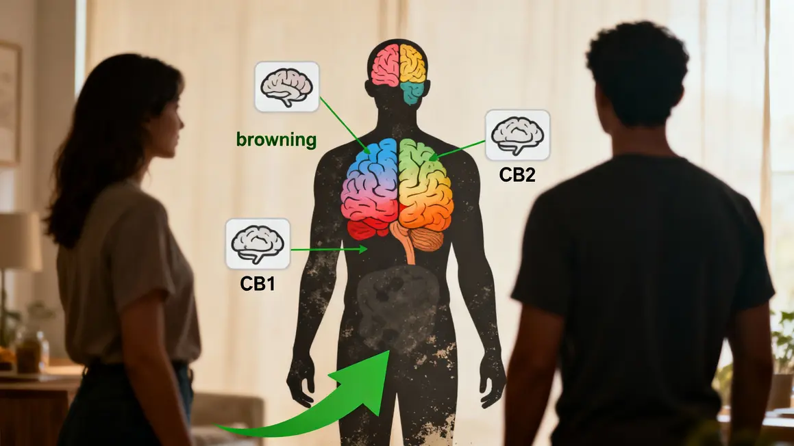 Schéma action CBD métabolisme cb1 cb2 browning