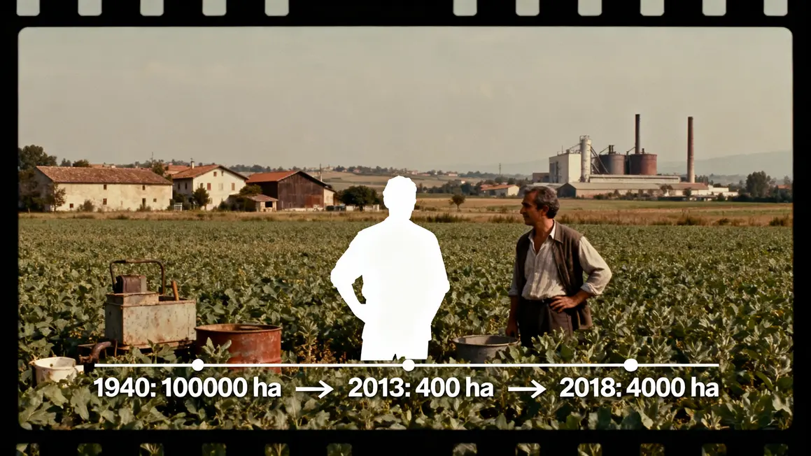 Graphique surface chanvre Italie historique