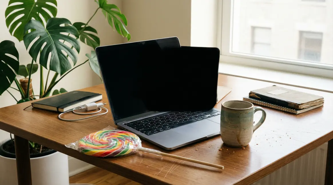 sucette cbd sur bureau urbain moderne