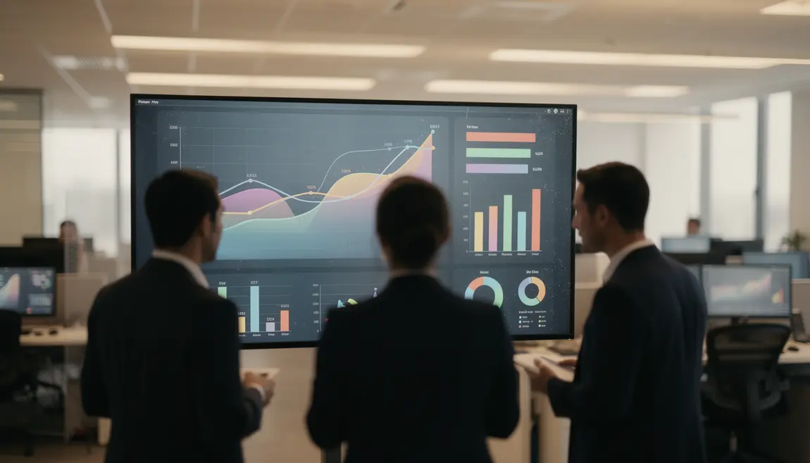 Tableau de bord digital avec KPI en réunion