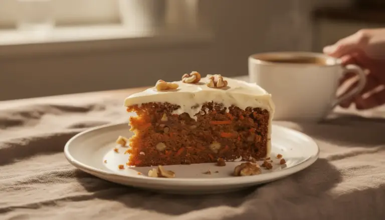 Part carrot cake maison glaçage cream cheese et café