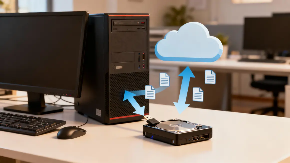 PC transfert fichiers vers disque externe et cloud