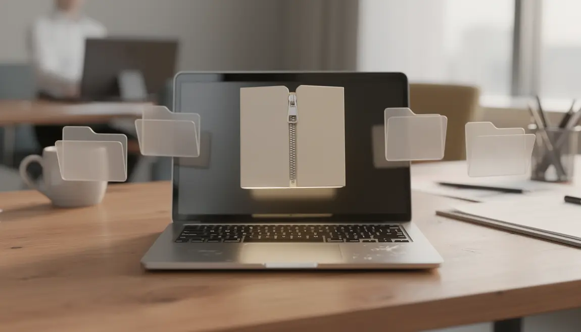 fichier ZIP icone flottant ordinateur