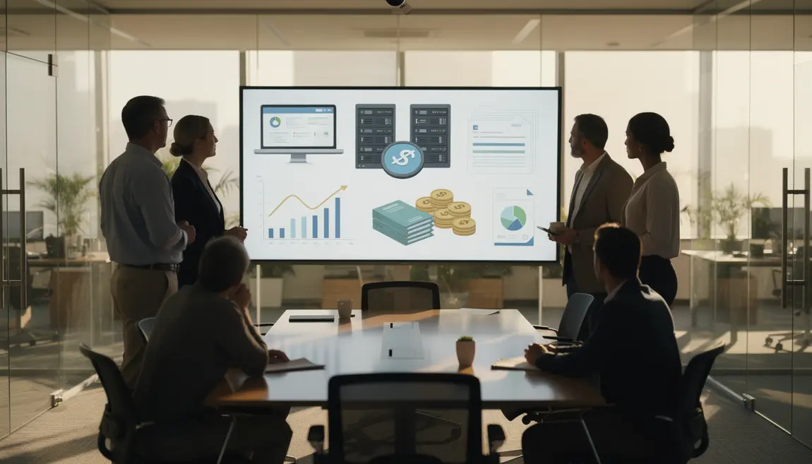 Visuel d'entreprise moderne avec matériel et financement