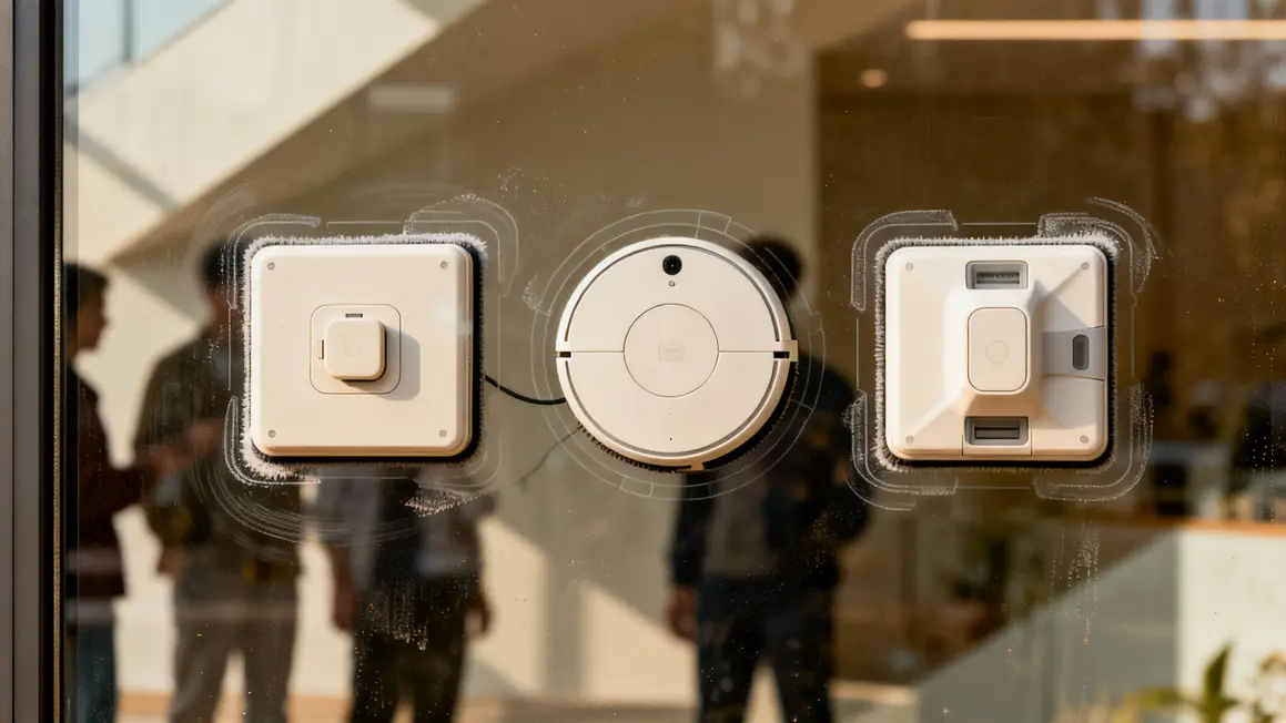 alignement robots lave-vitres formes carree circulaire hybride