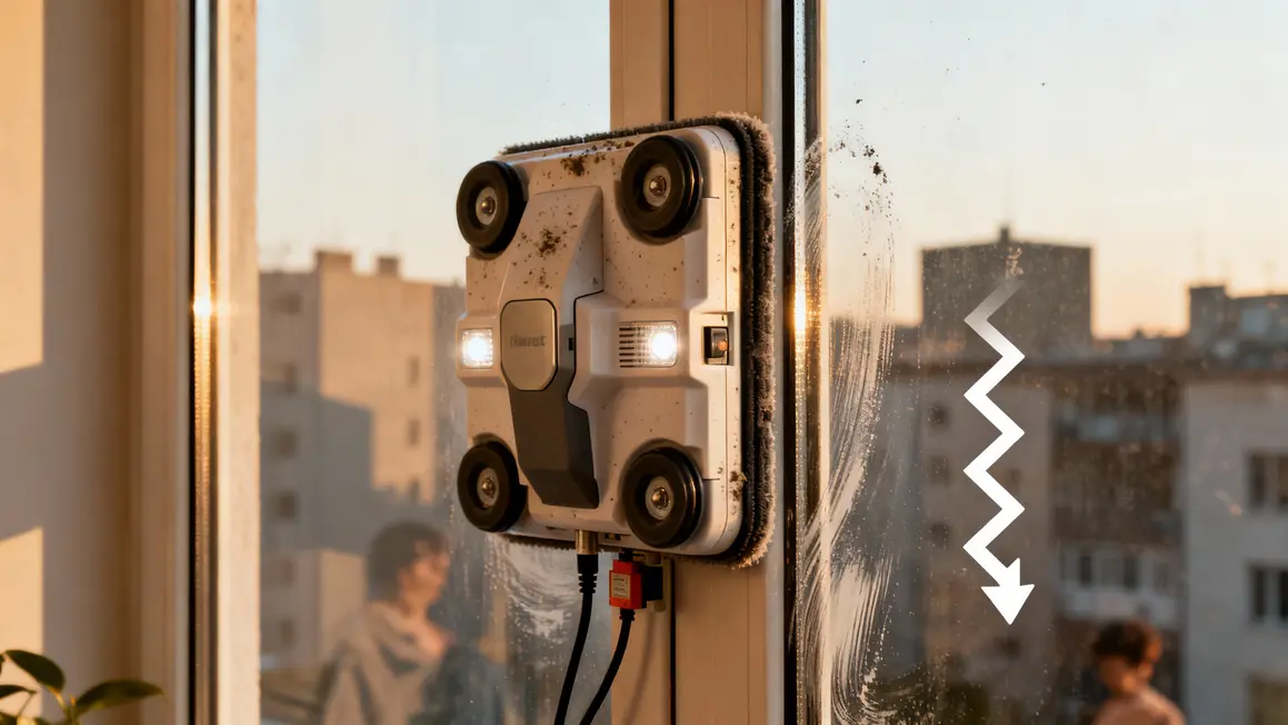 robot lave-vitres automatique sur fenêtre nettoyage aspiration capteurs